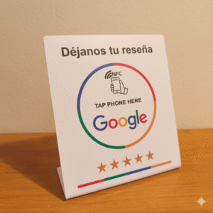Soporte Reseñas Google NFC y QR - Stand para Conseguir Reviews Google - Cartel NFC Opiniones Google - Compatible con Android & iPhone - Configuración Fácil con Web App - Sin Suscripciones